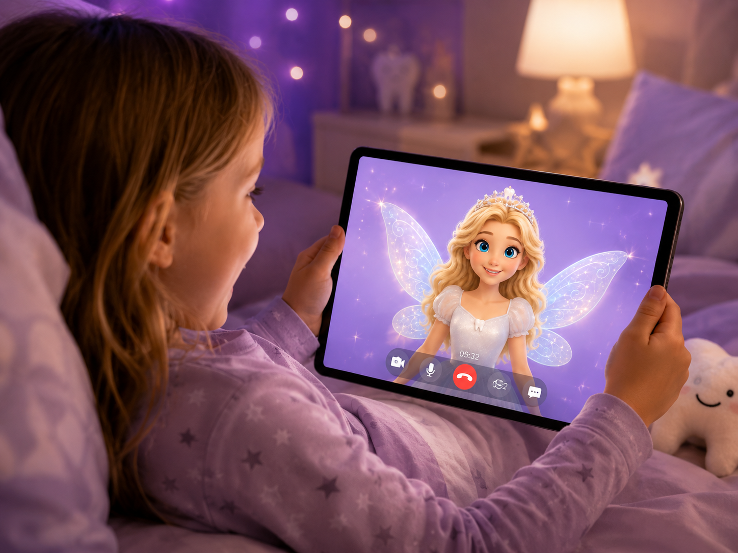 Child on a video call with the Tooth Fairy